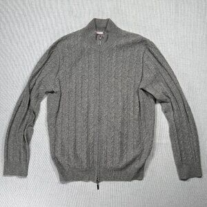 Giorgio's of Palm Beach Cable Knit Cashmere Sweater Zip Front Chest 42